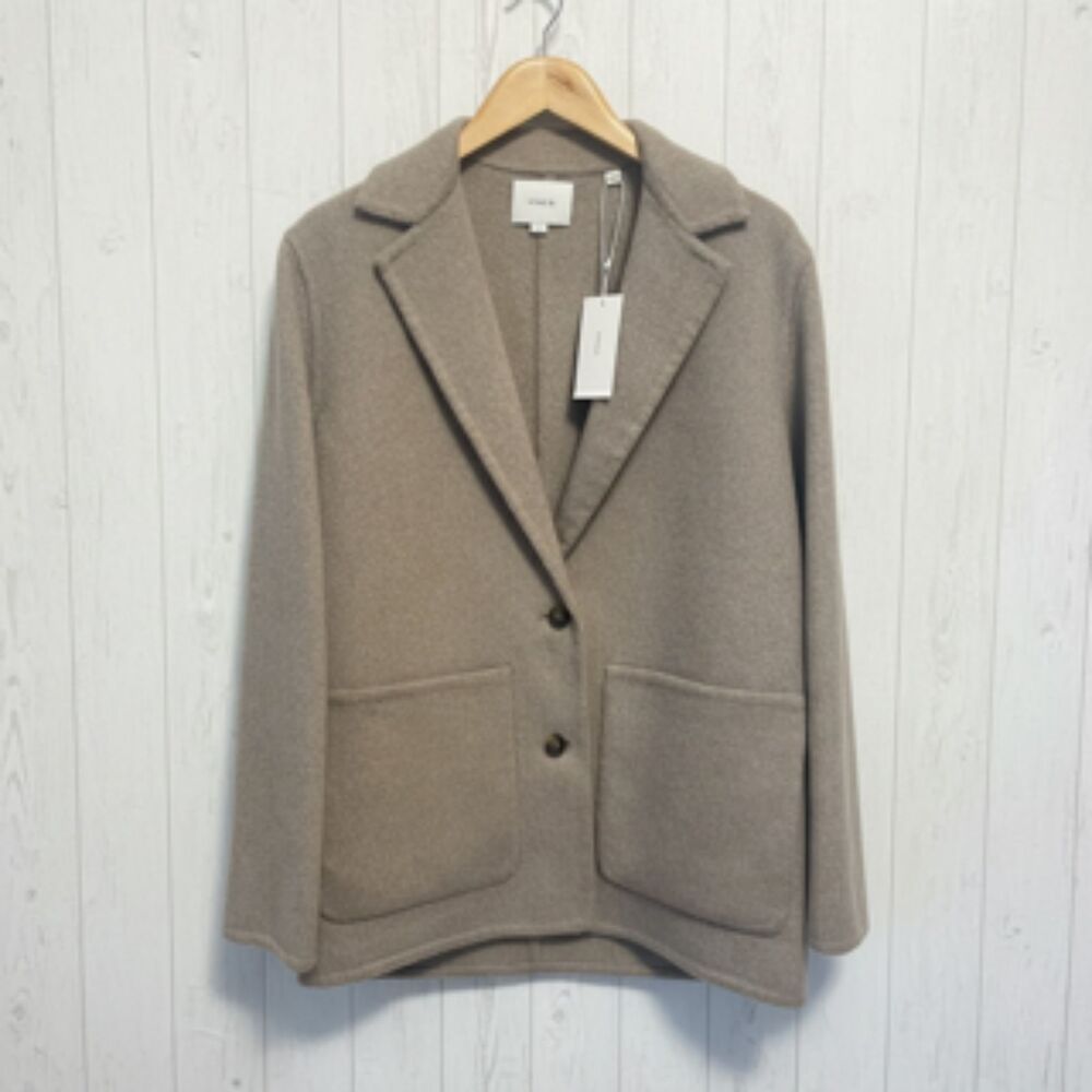 NWT Vince Wool & Cashmere-Blend Patch Pocket Jacket Blazer Hazelnut Size S